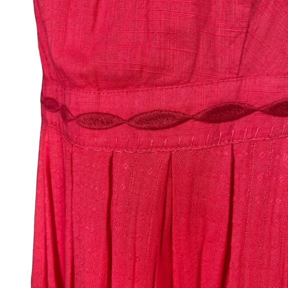 Free People “Birds of a Feather” Red on Red Embroidery Mini Dress size 6 - Picture 5 of 16